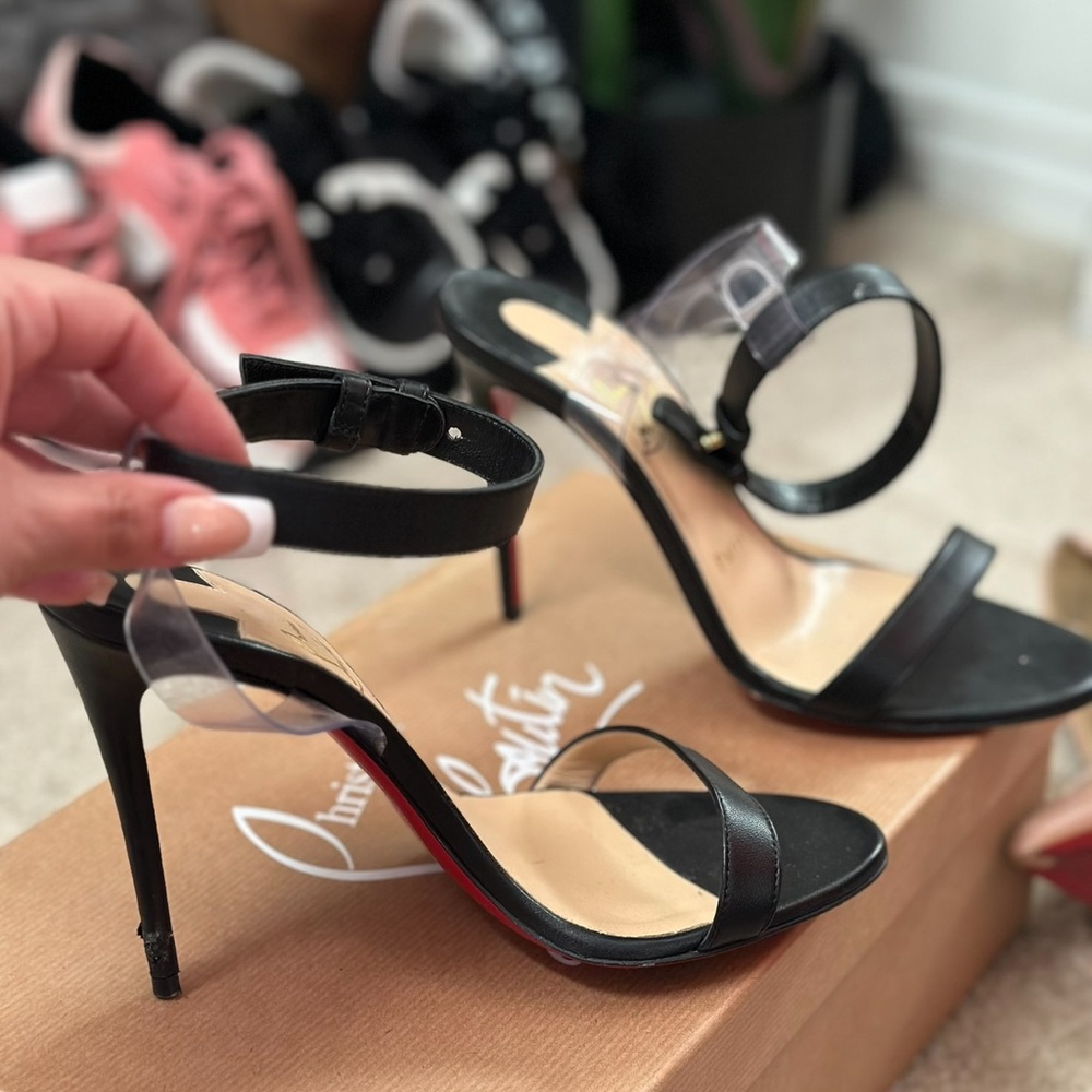 Christian Louboutin Black Ankle Strap Heels